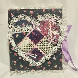 Floral Patchwork Heart Decor with Lace